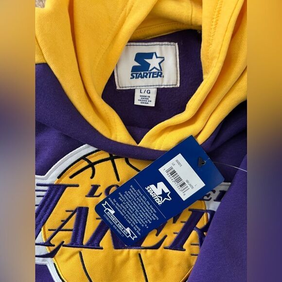 Starter Los Angeles Lakers Hockey Purple Pullover Hoodie Sweatshirt - Picture 4 of 7